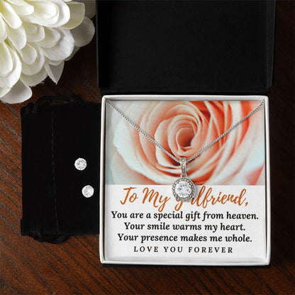 Girlfriend Necklace and Earring Set, Girlfriend Jewelry Gift Set | Custom Heart Design