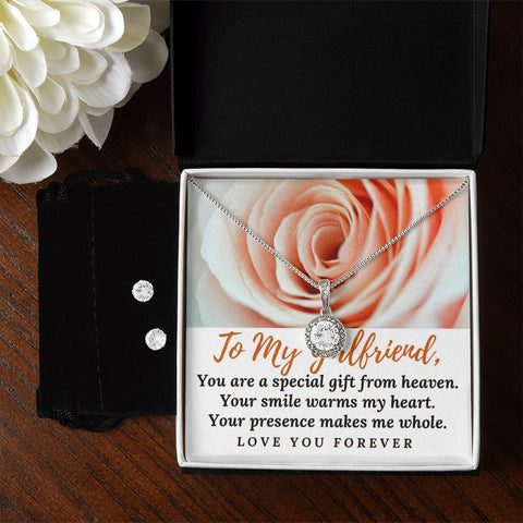 Girlfriend Necklace and Earring Set, Girlfriend Jewelry Gift Set | Custom Heart Design