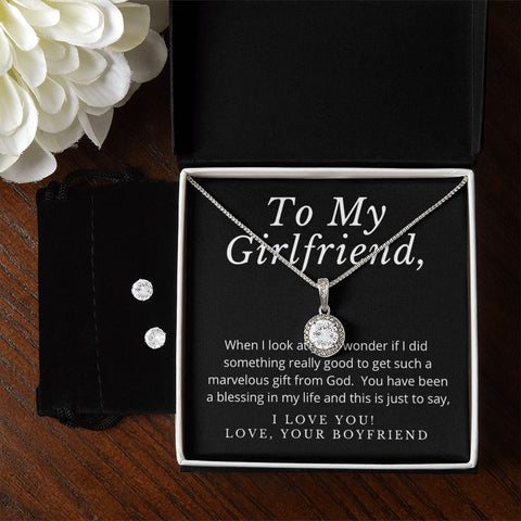 Girlfriend Necklace and Earring Set, Girlfriend Jewelry Gift Set | Custom Heart Design