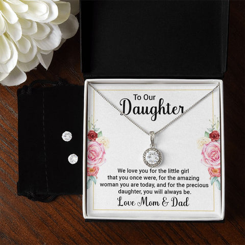 Daughter Eternal Hope Necklace and Earring Set | Custom Heart Design
