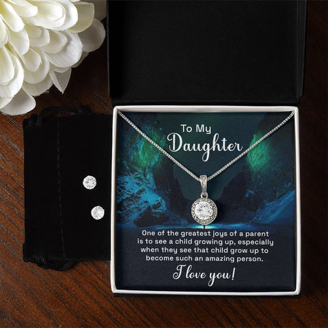 Daughter Eternal Hope Necklace and Earring Set | Custom Heart Design