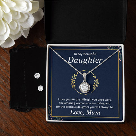 Daughter Eternal Hope Necklace and Earring Set | Custom Heart Design