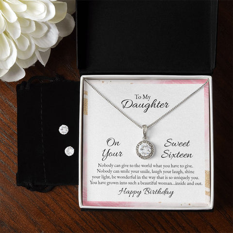 Daughter Eternal Hope Necklace and Earring Set | Custom Heart Design