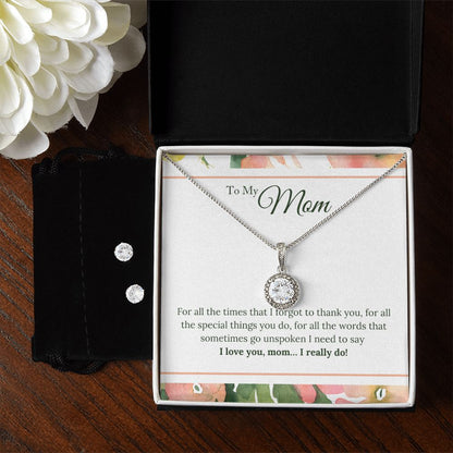 Mom Solitaire Jewelry Set-For all the times I forgot | Custom Heart Design