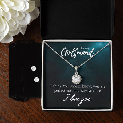 Girlfriend Necklace and Earring Set, Girlfriend Jewelry Gift Set | Custom Heart Design