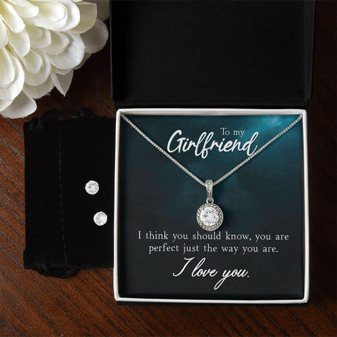 Girlfriend Necklace and Earring Set, Girlfriend Jewelry Gift Set | Custom Heart Design