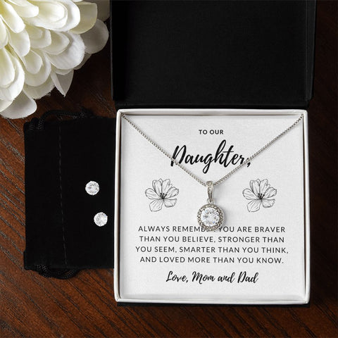 Daughter Eternal Hope Necklace and Earring Set | Custom Heart Design