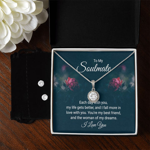 Girlfriend Necklace and Earring Set, Girlfriend Jewelry Gift Set | Custom Heart Design
