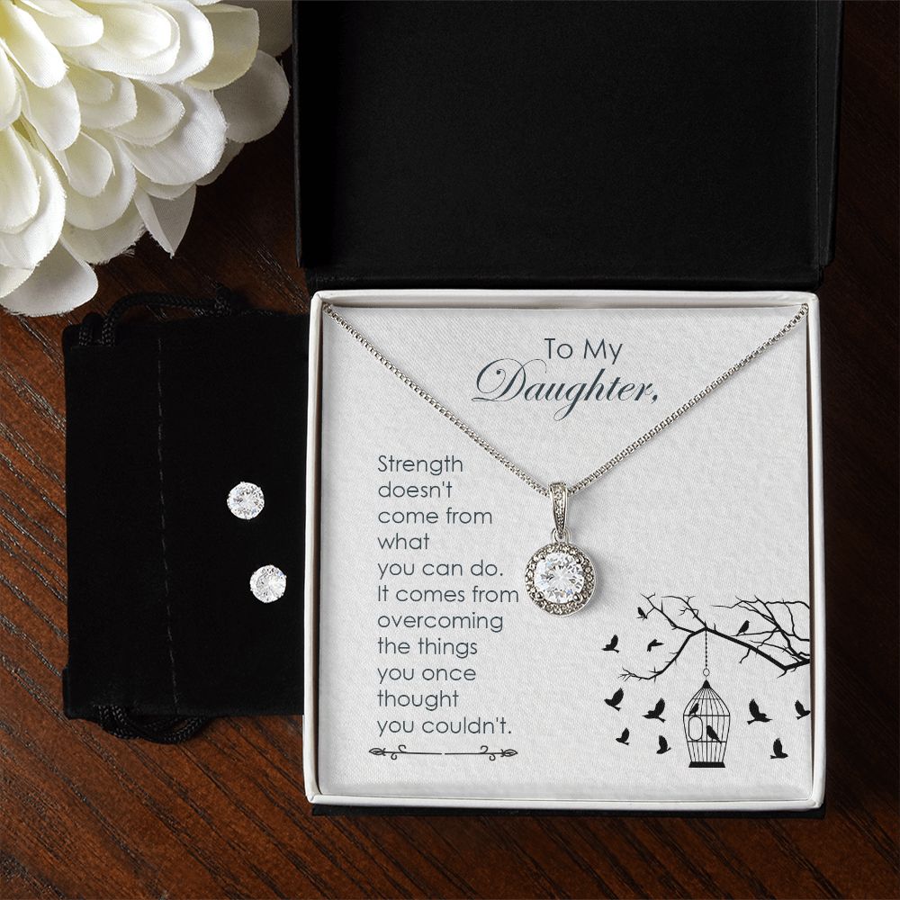 Daughter Eternal Hope Necklace and Earring Set | Custom Heart Design