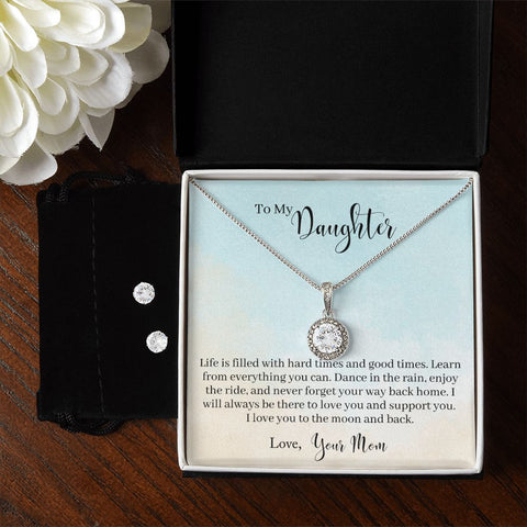 Daughter Eternal Hope Necklace and Earring Set | Custom Heart Design