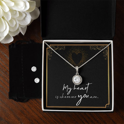Girlfriend Necklace and Earring Set, Girlfriend Jewelry Gift Set | Custom Heart Design
