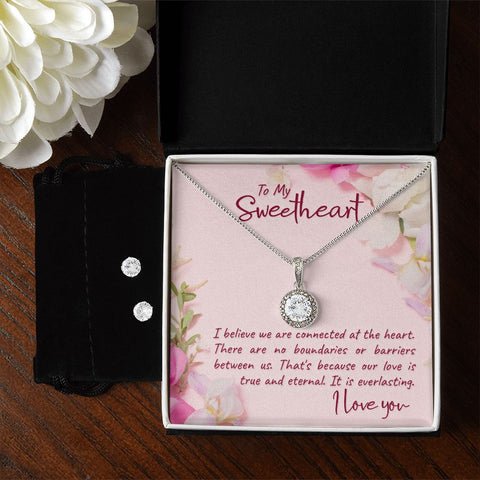 Girlfriend Necklace and Earring Set, Girlfriend Jewelry Gift Set | Custom Heart Design