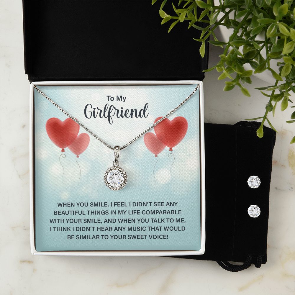 Girlfriend Necklace and Earring Set, Girlfriend Jewelry Gift Set | Custom Heart Design