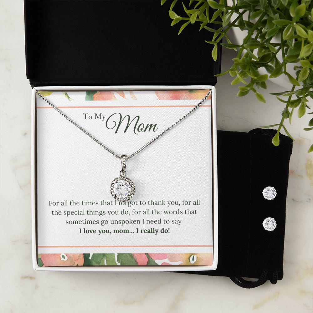 Mom Solitaire Jewelry Set-For all the times I forgot | Custom Heart Design
