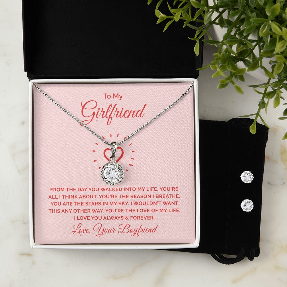 Girlfriend Necklace and Earring Set, Girlfriend Jewelry Gift Set | Custom Heart Design