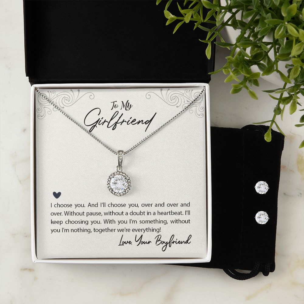 Girlfriend Necklace and Earring Set, Girlfriend Jewelry Gift Set | Custom Heart Design