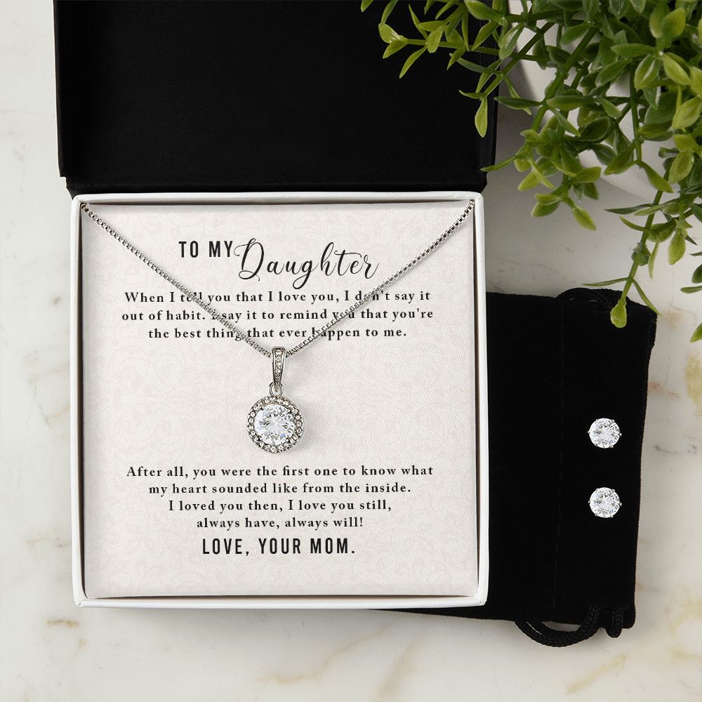 Daughter Eternal Hope Necklace and Earring Set | Custom Heart Design