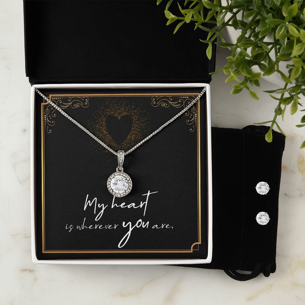 Girlfriend Necklace and Earring Set, Girlfriend Jewelry Gift Set | Custom Heart Design