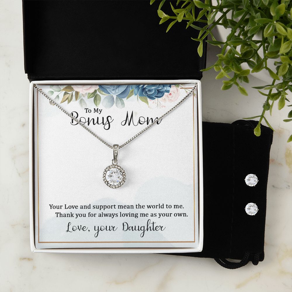 Mom Solitaire Jewelry Set, From Daughter-You mean the world to me | Custom Heart Design