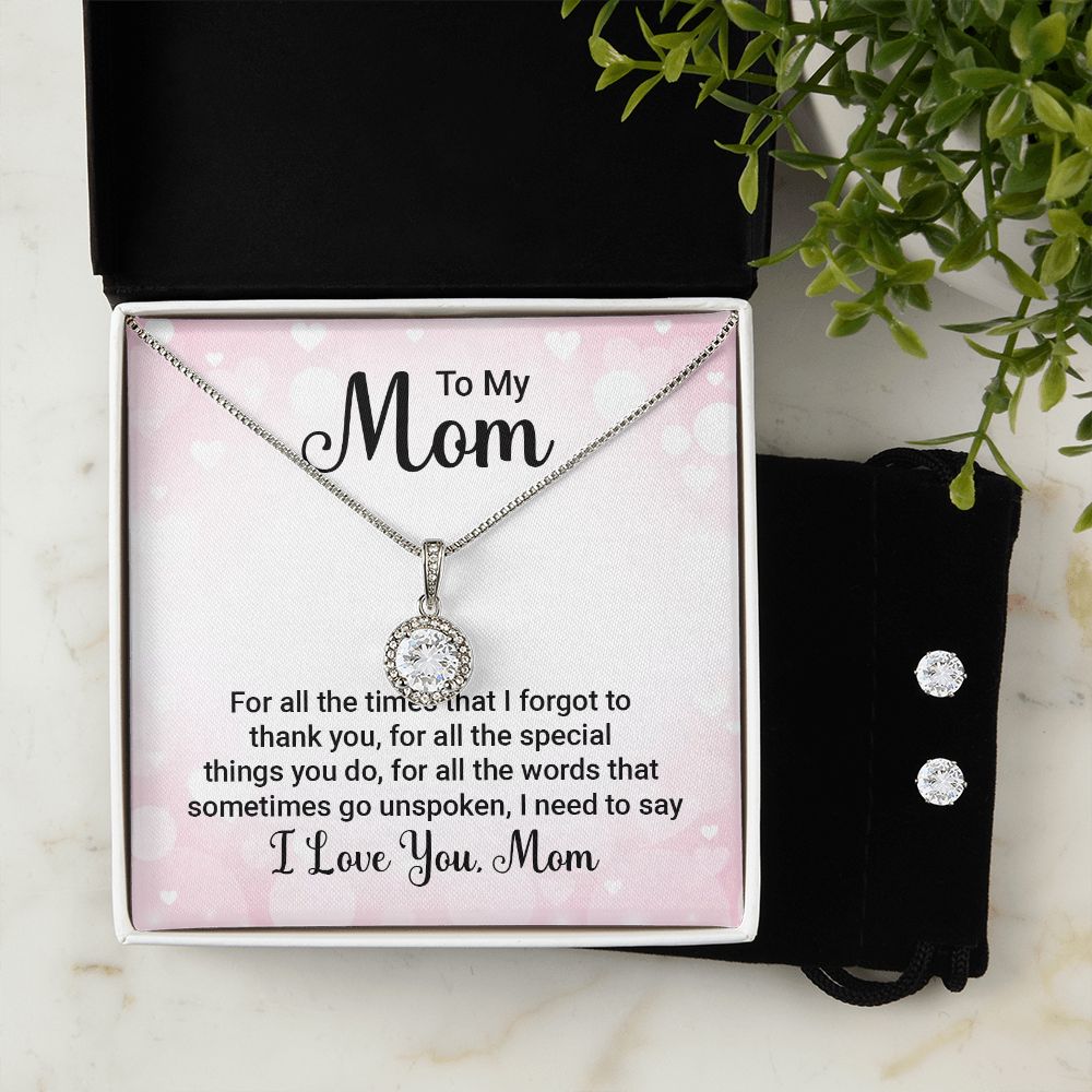 Mom Solitaire Jewelry Set-Thank you for all you do | Custom Heart Design