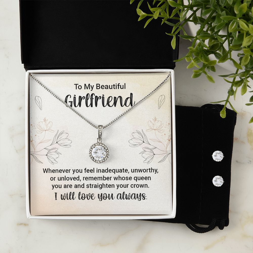 Girlfriend Necklace and Earring Set, Girlfriend Jewelry Gift Set | Custom Heart Design
