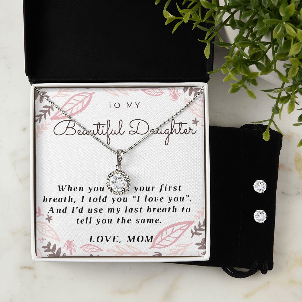 Daughter Eternal Hope Necklace and Earring Set | Custom Heart Design