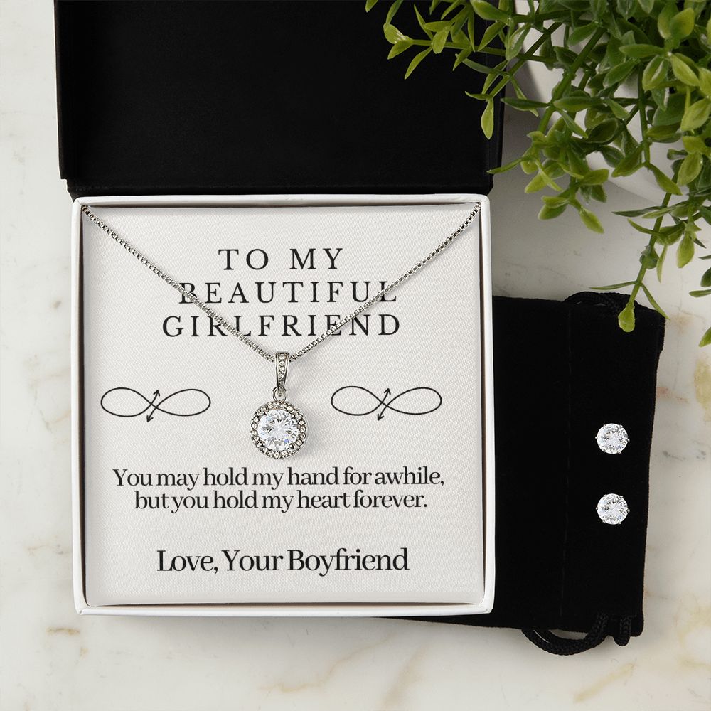 Girlfriend Necklace and Earring Set, Girlfriend Jewelry Gift Set | Custom Heart Design
