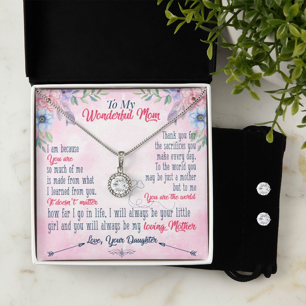 Mom Solitaire Jewelry Set, From Daughter-I am because you are - Custom Heart Design