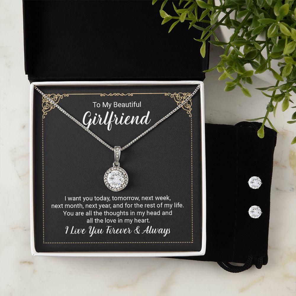 Girlfriend Necklace and Earring Set, Girlfriend Jewelry Gift Set | Custom Heart Design