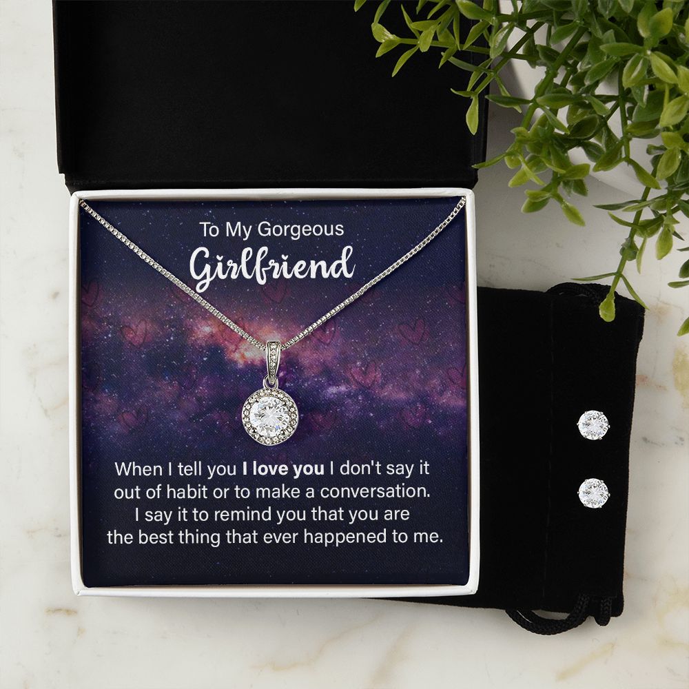 Girlfriend Necklace and Earring Set, Girlfriend Jewelry Gift Set | Custom Heart Design