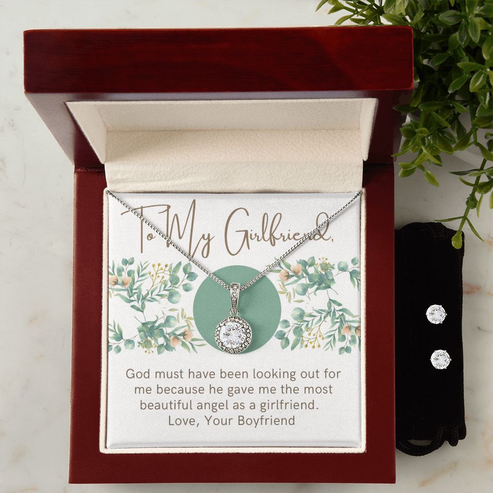 Girlfriend Necklace and Earring Set, Girlfriend Jewelry Gift Set | Custom Heart Design