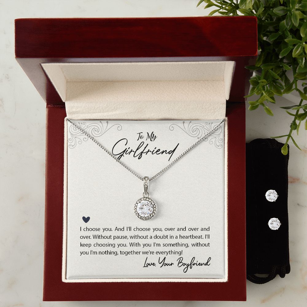 Girlfriend Necklace and Earring Set, Girlfriend Jewelry Gift Set | Custom Heart Design