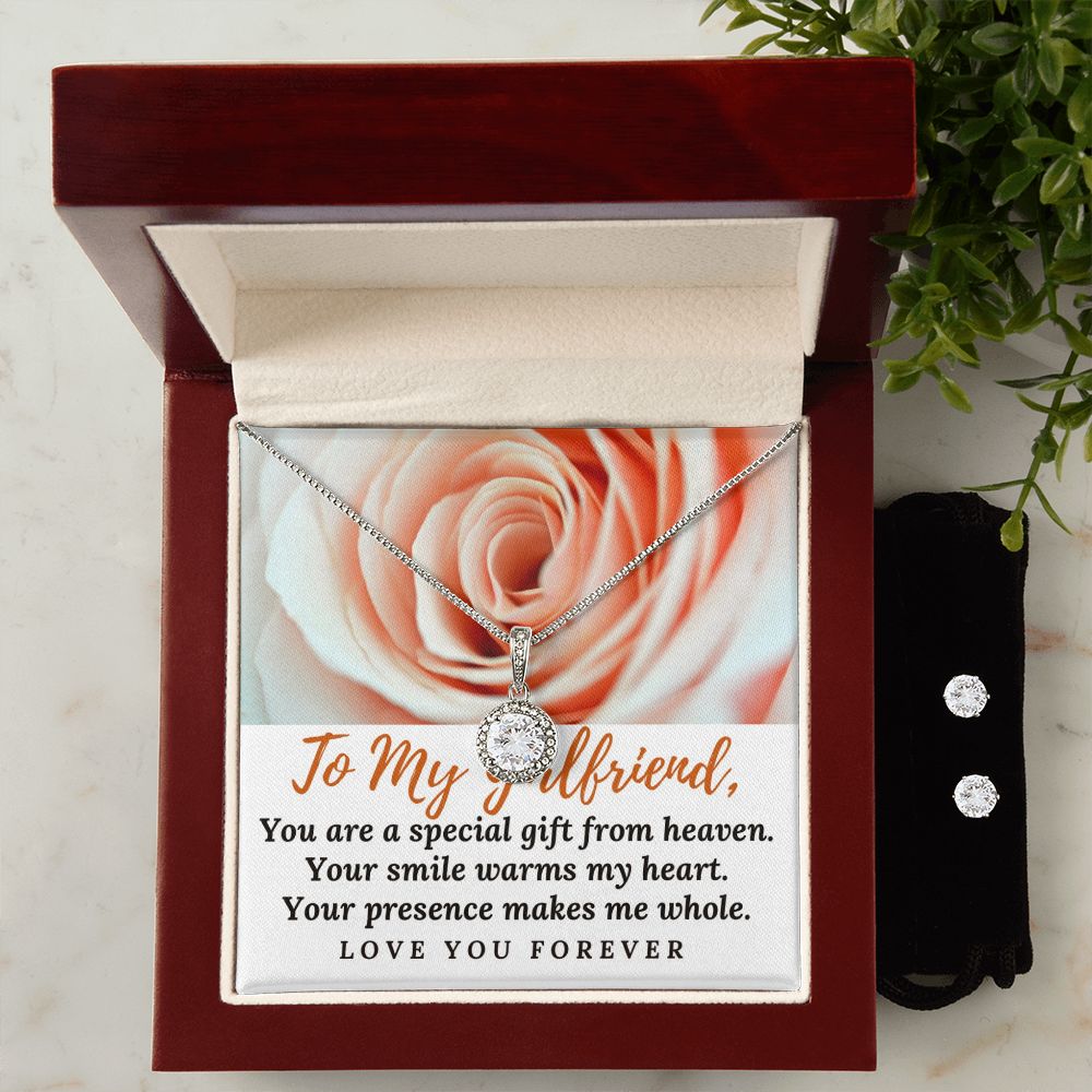 Girlfriend Necklace and Earring Set, Girlfriend Jewelry Gift Set | Custom Heart Design