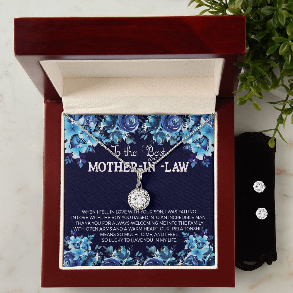 Mother in Law Solitaire Jewelry Set-Thank you for welcoming me | Custom Heart Design