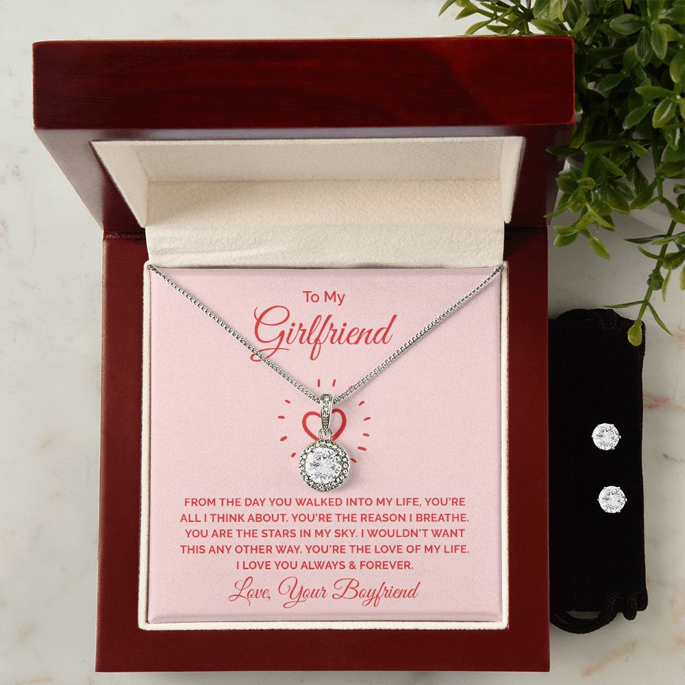 Girlfriend Necklace and Earring Set, Girlfriend Jewelry Gift Set | Custom Heart Design