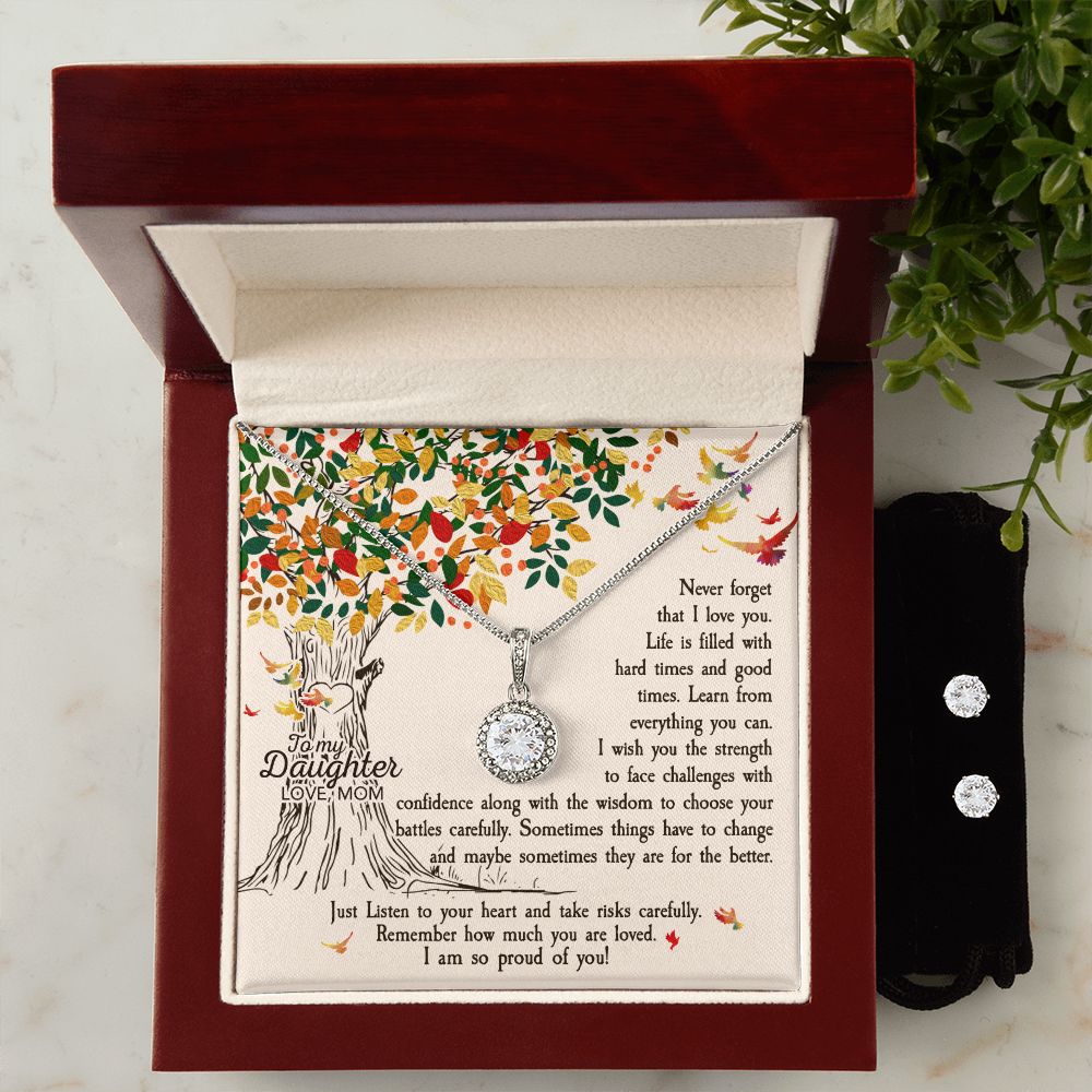 Daughter Eternal Hope Necklace and Earring Set | Custom Heart Design