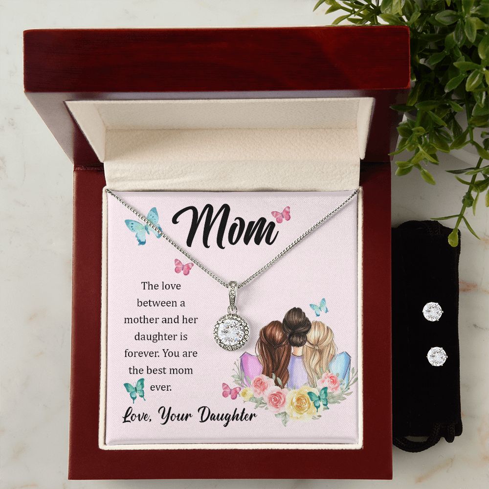 Mom Solitaire Jewelry Set-Mom & Daughter love is forever | Custom Heart Design