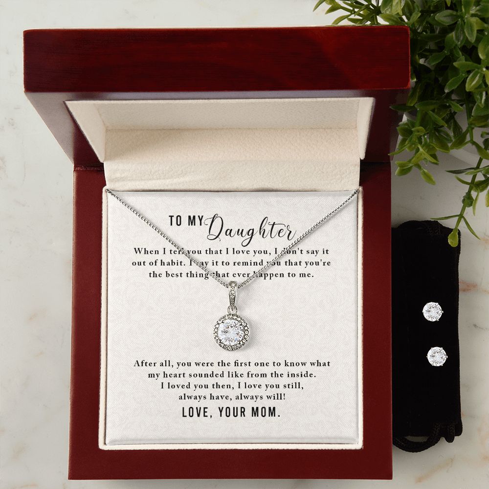 Daughter Eternal Hope Necklace and Earring Set | Custom Heart Design