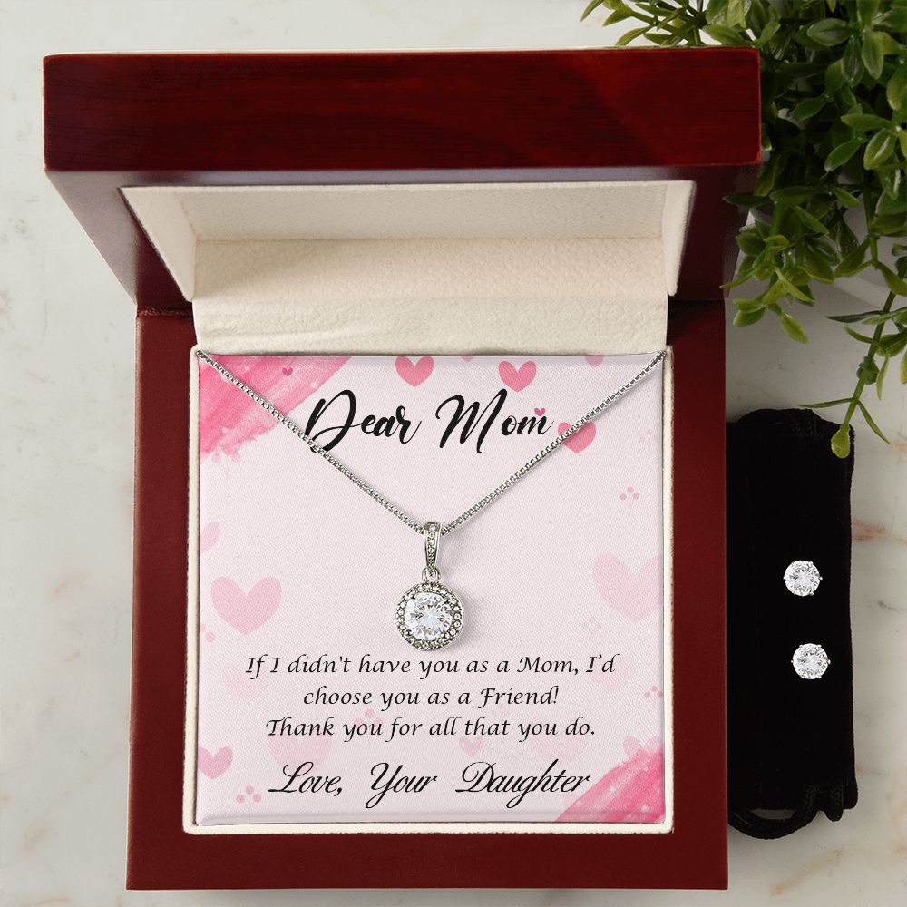 Mom Solitaire Jewelry Set-My mom and friend | Custom Heart Design