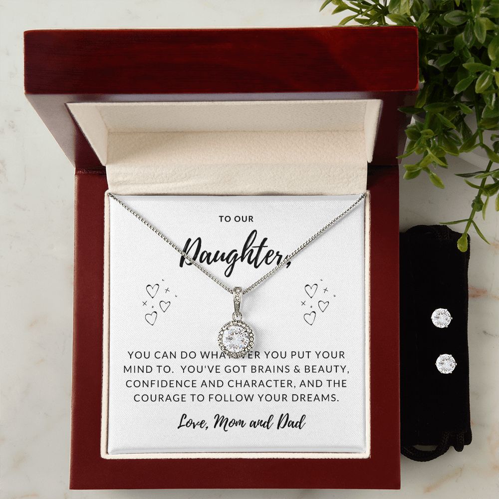 Daughter Eternal Hope Necklace and Earring Set | Custom Heart Design