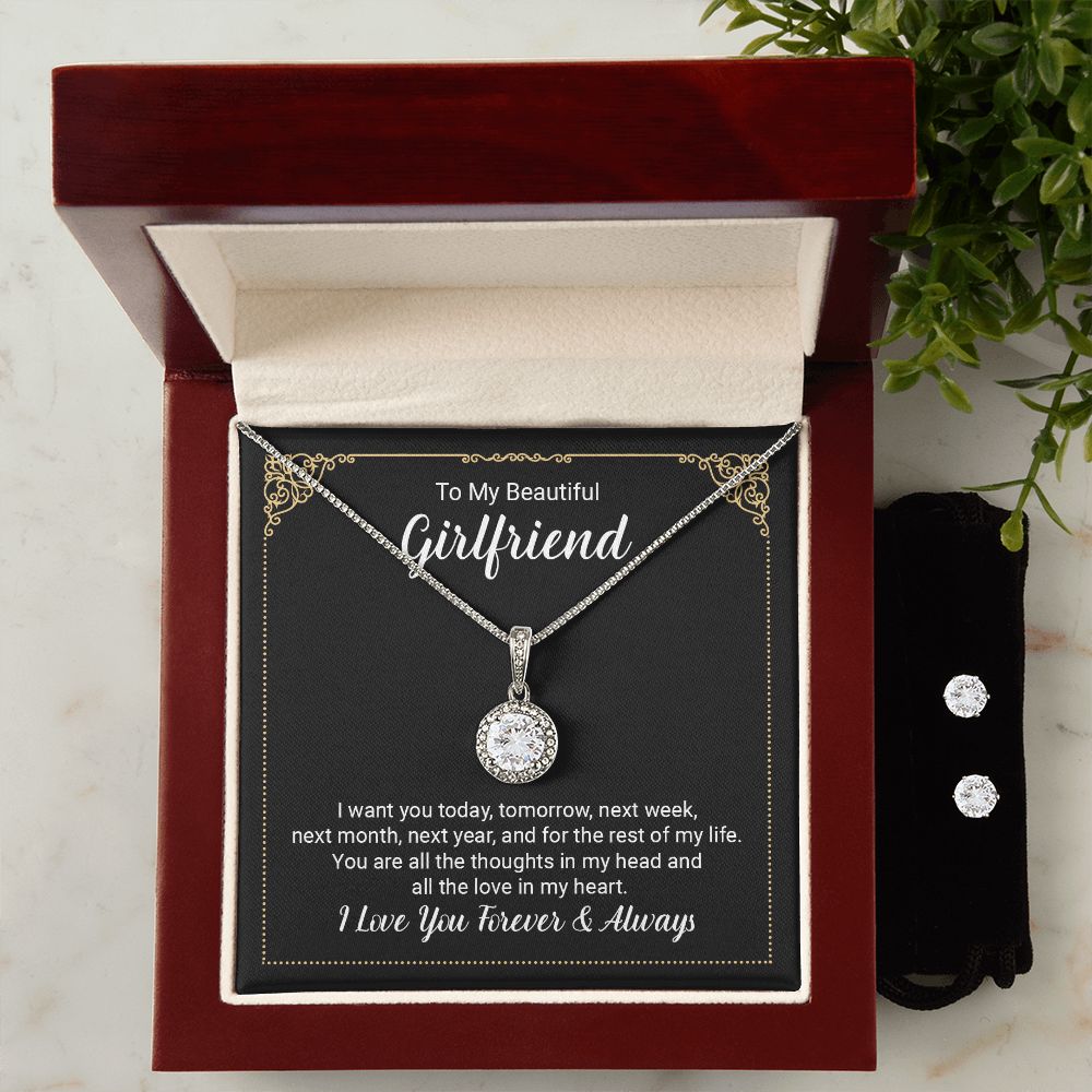 Girlfriend Necklace and Earring Set, Girlfriend Jewelry Gift Set | Custom Heart Design