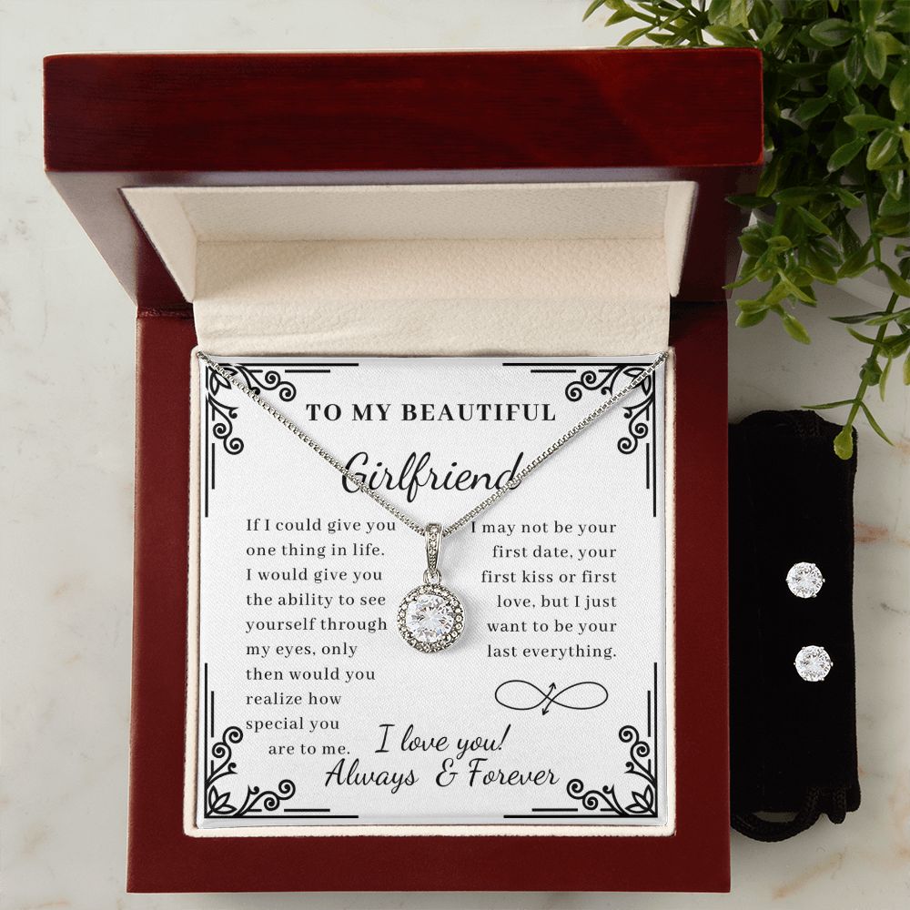 Girlfriend Necklace and Earring Set, Girlfriend Jewelry Gift Set | Custom Heart Design