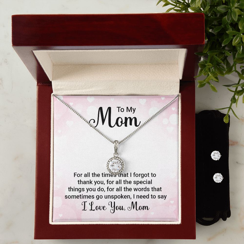 Mom Solitaire Jewelry Set-Thank you for all you do | Custom Heart Design