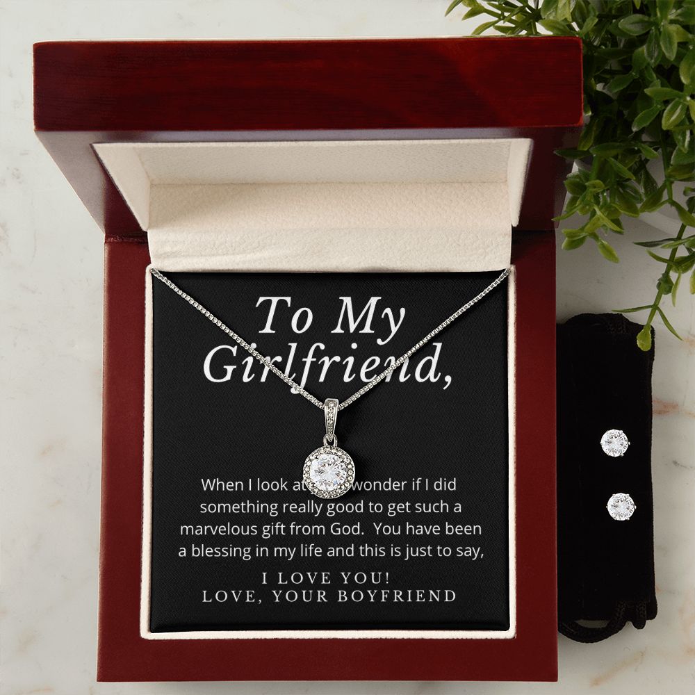 Girlfriend Necklace and Earring Set, Girlfriend Jewelry Gift Set | Custom Heart Design