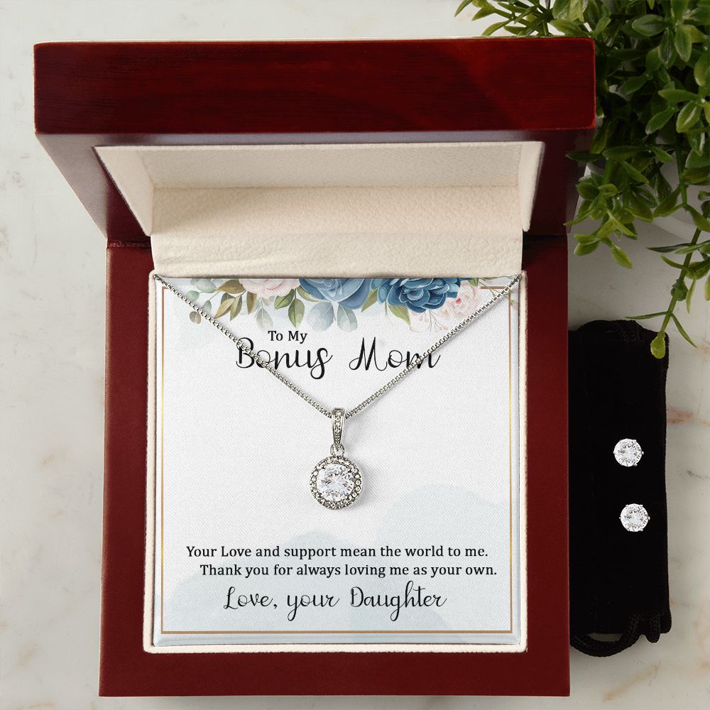 Mom Solitaire Jewelry Set, From Daughter-You mean the world to me | Custom Heart Design