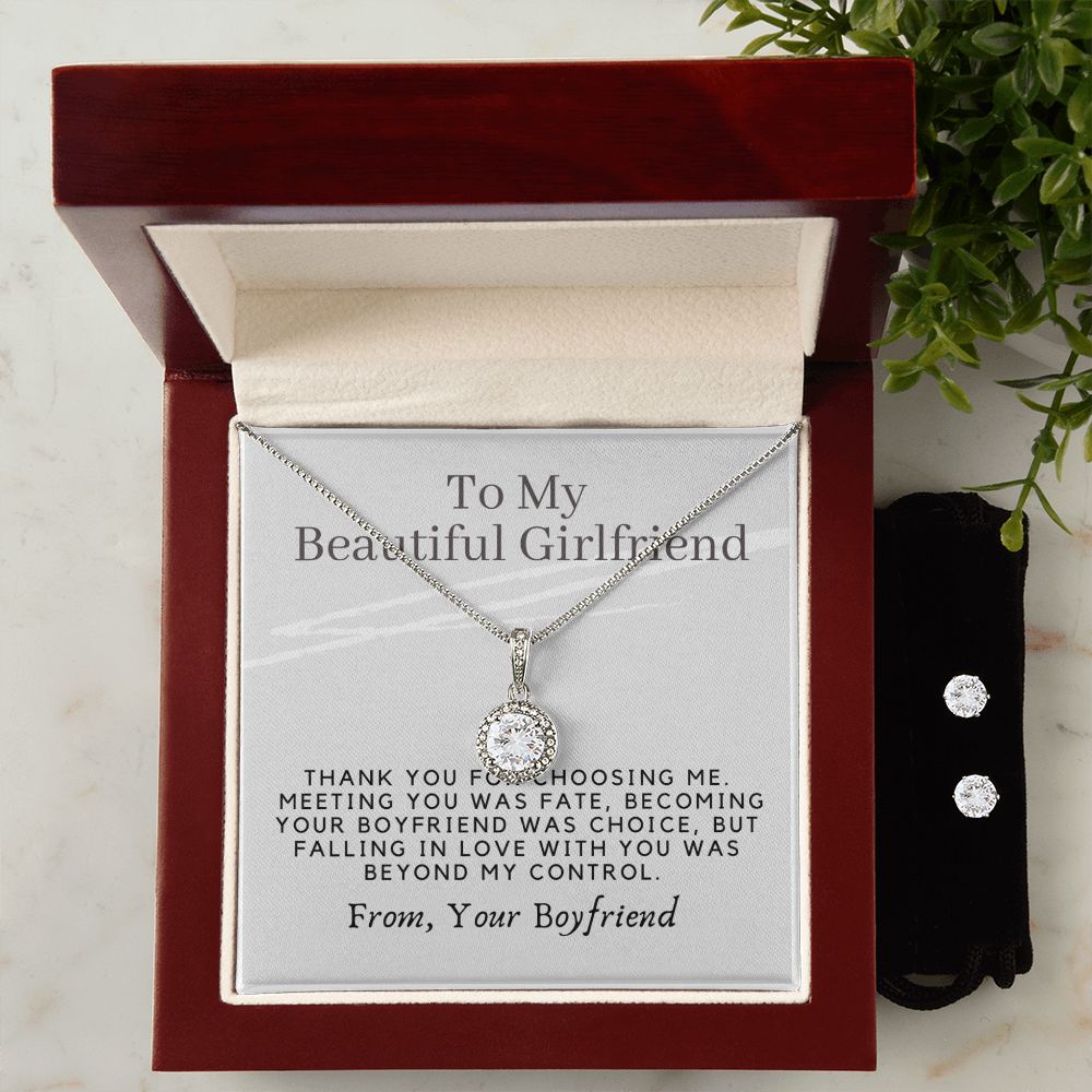 Girlfriend Necklace and Earring Set, Girlfriend Jewelry Gift Set | Custom Heart Design