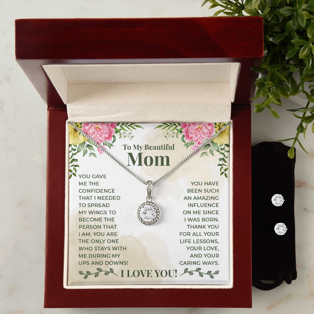 Mom Solitaire Jewelry Set-Thank you for your love | Custom Heart Design