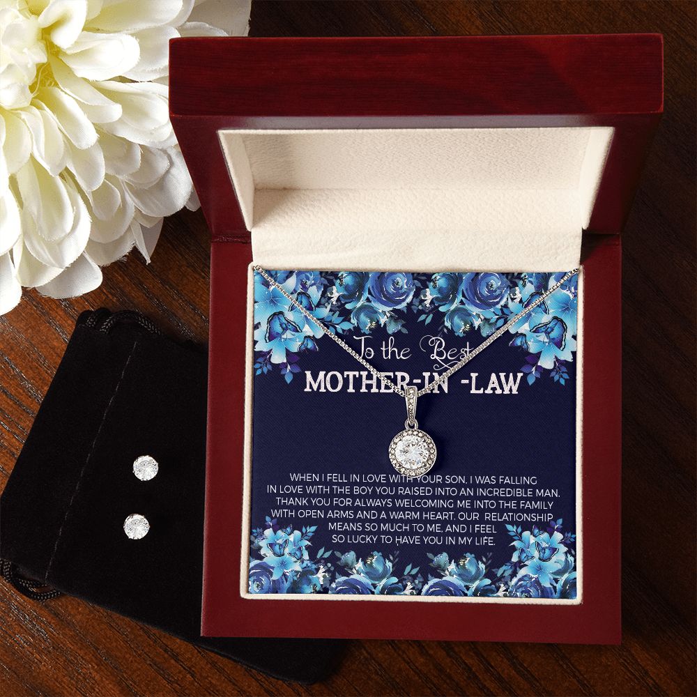 Mother in Law Solitaire Jewelry Set-Thank you for welcoming me | Custom Heart Design