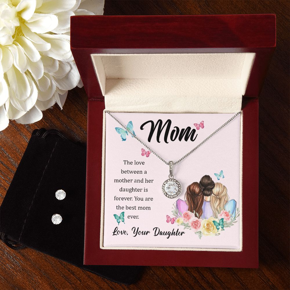 Mom Solitaire Jewelry Set-Mom & Daughter love is forever | Custom Heart Design