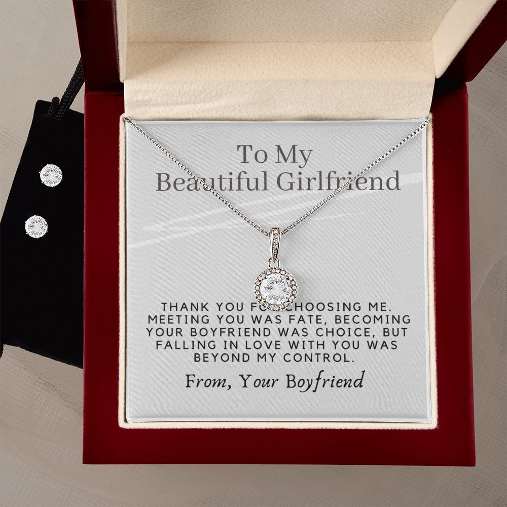 Girlfriend Necklace and Earring Set, Girlfriend Jewelry Gift Set | Custom Heart Design
